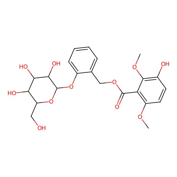 2D Structure of [2-[3,4,5-Trihydroxy-6-(hydroxymethyl)oxan-2-yl]oxyphenyl]methyl 3-hydroxy-2,6-dimethoxybenzoate
