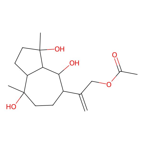 2D Structure of 2-(3,4,8-Trihydroxy-3,8-dimethyl-1,2,3a,4,5,6,7,8a-octahydroazulen-5-yl)prop-2-enyl acetate