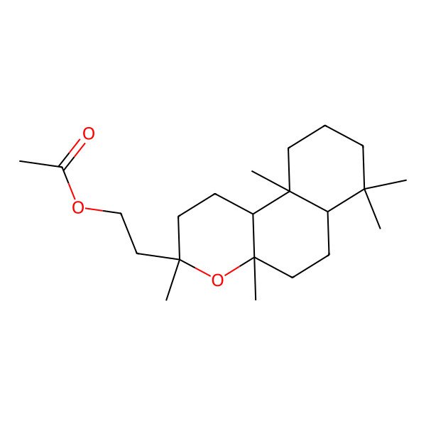 2D Structure of 2-(3,4a,7,7,10a-pentamethyl-2,5,6,6a,8,9,10,10b-octahydro-1H-benzo[f]chromen-3-yl)ethyl acetate