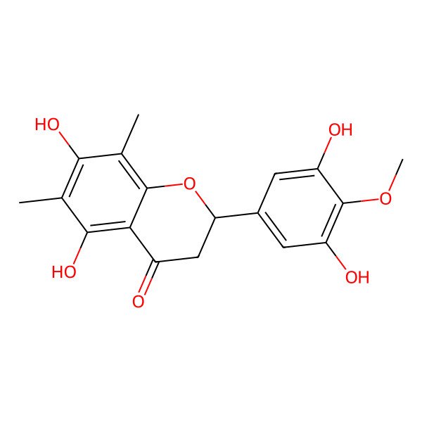 2D Structure of 2-(3,5-Dihydroxy-4-methoxyphenyl)-5,7-dihydroxy-6,8-dimethyl-2,3-dihydrochromen-4-one