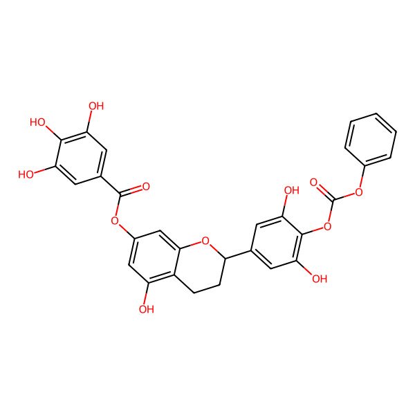 2D Structure of [2-(3,5-Dihydroxy-4-phenoxycarbonyloxy-phenyl)-5-hydroxy-chroman-7-yl] 3,4,5-trihydroxybenzoate