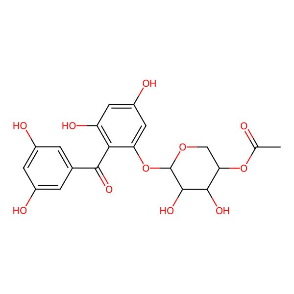 2D Structure of 2-(3,5-dihydroxybenzoyl)-3,5-dihydroxyphenyl 4-O-acetyl-beta-d-xylopyranoside