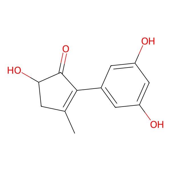 2D Structure of 2-(3,5-Dihydroxyphenyl)-5-hydroxy-3-methylcyclopent-2-en-1-one
