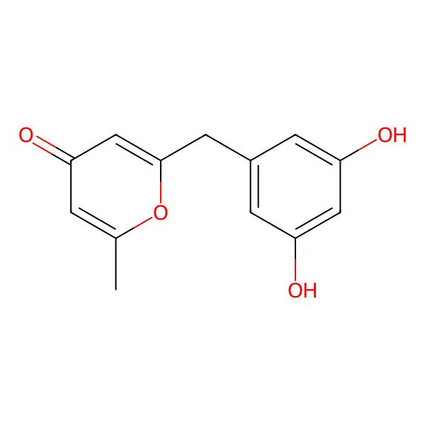 2D Structure of 2-[(3,5-Dihydroxyphenyl)methyl]-6-methylpyran-4-one
