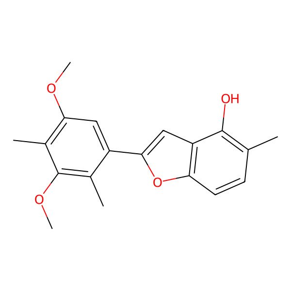 2D Structure of 2-(3,5-Dimethoxy-2,4-dimethylphenyl)-5-methyl-1-benzofuran-4-ol