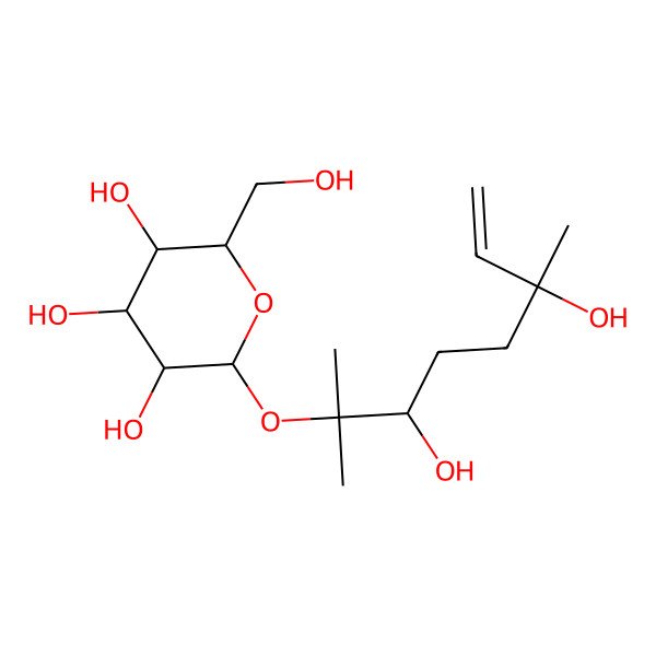 2D Structure of 2-(3,6-Dihydroxy-2,6-dimethyloct-7-en-2-yl)oxy-6-(hydroxymethyl)oxane-3,4,5-triol 2D Structure of 2-(3,6-Dihydroxy-2,6-dimethyloct-7-en-2-yl)oxy-6-(hydroxymethyl)oxane-3,4,5-triol