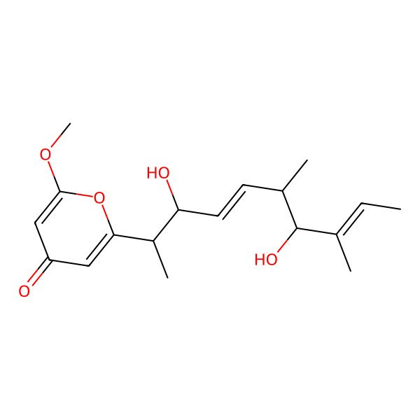 2D Structure of 2-(3,7-Dihydroxy-6,8-dimethyldeca-4,8-dien-2-yl)-6-methoxypyran-4-one