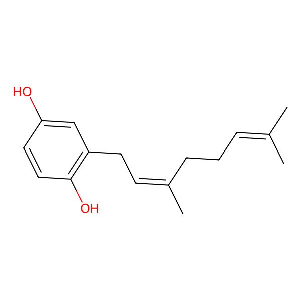 2D Structure of 2-(3,7-Dimethylocta-2,6-dien-1-yl)benzene-1,4-diol 2D Structure of 2-(3,7-Dimethylocta-2,6-dien-1-yl)benzene-1,4-diol