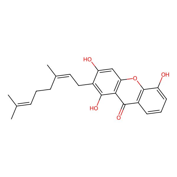 2D Structure of 2-(3,7-Dimethylocta-2,6-dienyl)-1,3,5-trihydroxyxanthen-9-one