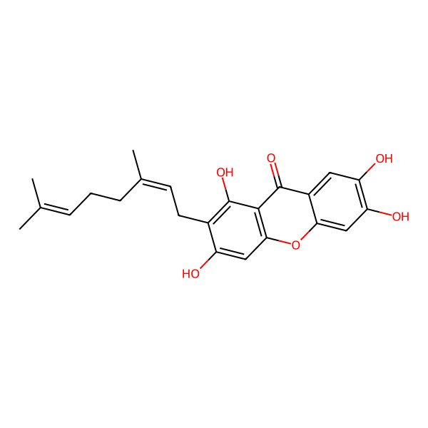 2D Structure of 2-(3,7-Dimethylocta-2,6-dienyl)-1,3,6,7-tetrahydroxyxanthen-9-one