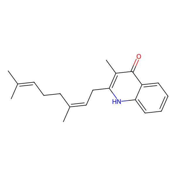 2D Structure of 2-(3,7-dimethylocta-2,6-dienyl)-3-methyl-1H-quinolin-4-one