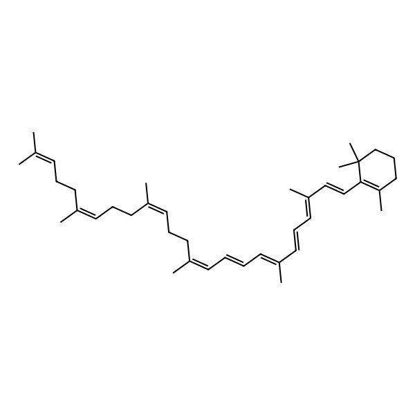 2D Structure of 2-(3,7,12,16,20,24-Hexamethylpentacosa-1,3,5,7,9,11,15,19,23-nonaenyl)-1,3,3-trimethylcyclohexene
