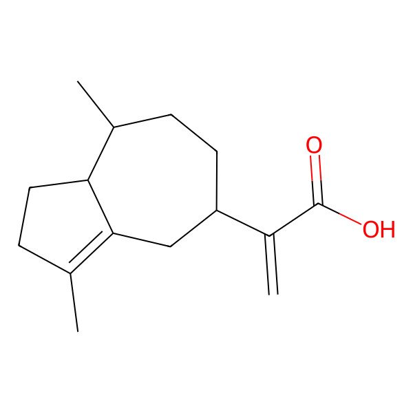 2D Structure of 2-(3,8-Dimethyl-1,2,4,5,6,7,8,8a-octahydroazulen-5-yl)prop-2-enoic acid