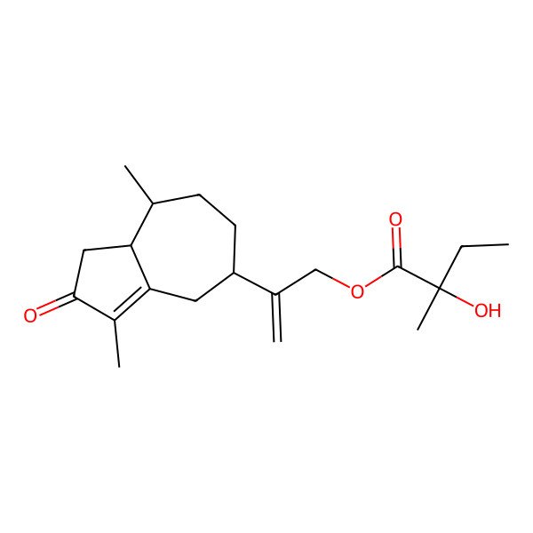 2D Structure of 2-(3,8-dimethyl-2-oxo-4,5,6,7,8,8a-hexahydro-1H-azulen-5-yl)prop-2-enyl 2-hydroxy-2-methylbutanoate