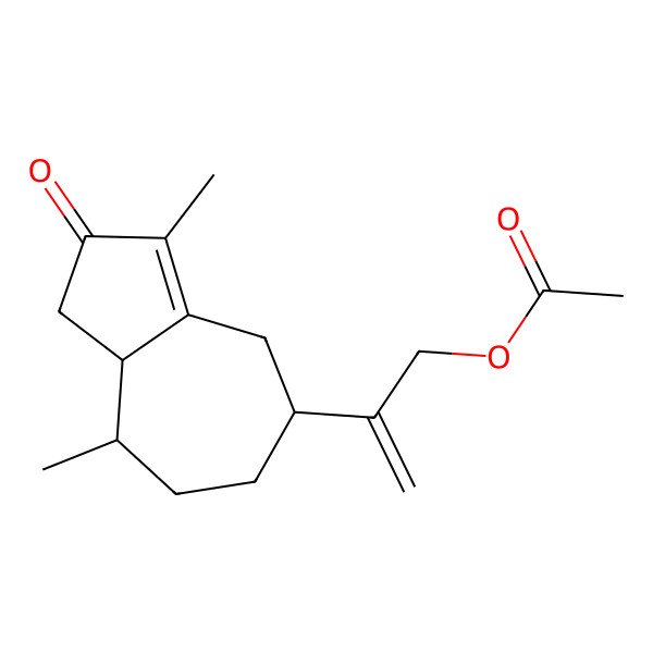 2D Structure of 2-(3,8-dimethyl-2-oxo-4,5,6,7,8,8a-hexahydro-1H-azulen-5-yl)prop-2-enyl acetate 2D Structure of 2-(3,8-dimethyl-2-oxo-4,5,6,7,8,8a-hexahydro-1H-azulen-5-yl)prop-2-enyl acetate