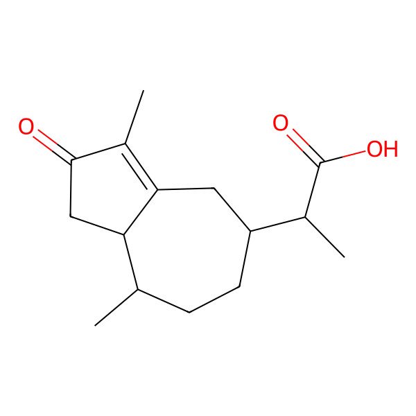 2D Structure of 2-(3,8-dimethyl-2-oxo-4,5,6,7,8,8a-hexahydro-1H-azulen-5-yl)propanoic acid