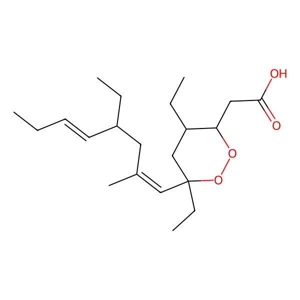 2D Structure of 2-[(3R,4R,6R)-4,6-diethyl-6-[(1E,4R,5E)-4-ethyl-2-methylocta-1,5-dienyl]dioxan-3-yl]acetic acid