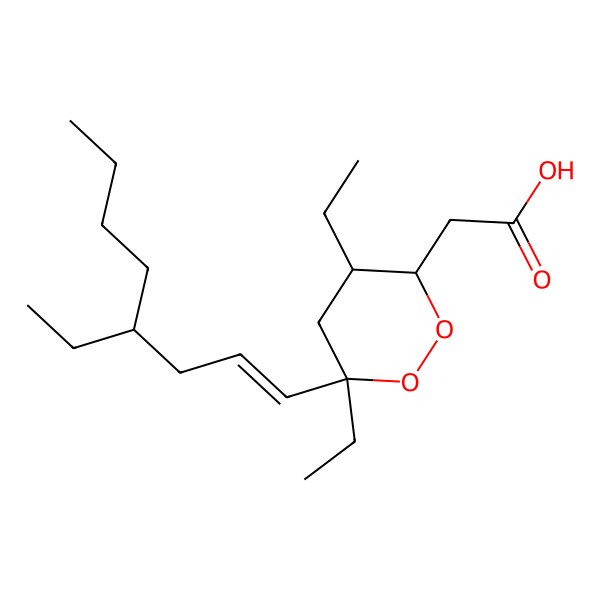 2D Structure of 2-[(3R,4R,6R)-4,6-diethyl-6-[(E)-4-ethyloct-1-enyl]dioxan-3-yl]acetic acid