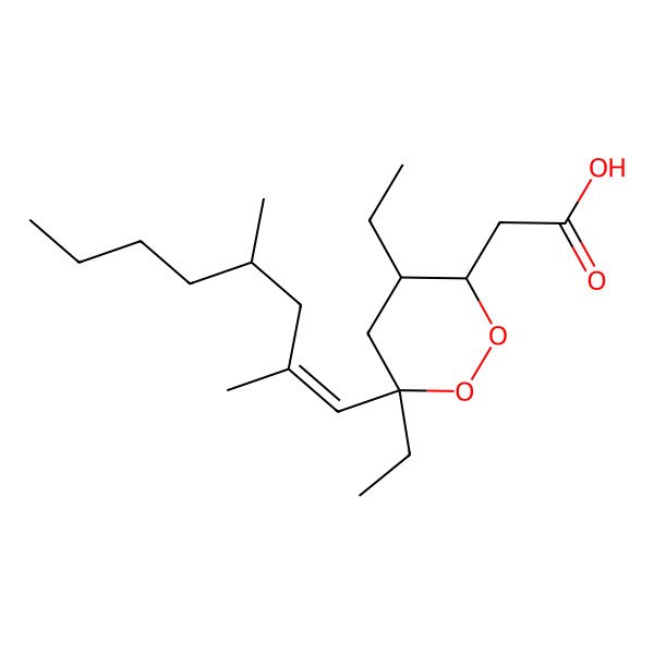 2D Structure of 2-[(3R,4R,6S)-6-[(E,4S)-2,4-dimethyloct-1-enyl]-4,6-diethyldioxan-3-yl]acetic acid
