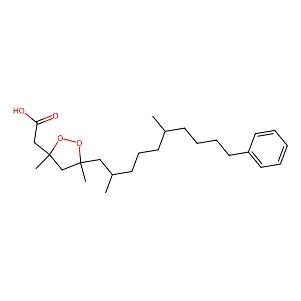 2D Structure of 2-[(3R,5R)-5-[(2R,6S)-2,6-dimethyl-10-phenyldecyl]-3,5-dimethyldioxolan-3-yl]acetic acid