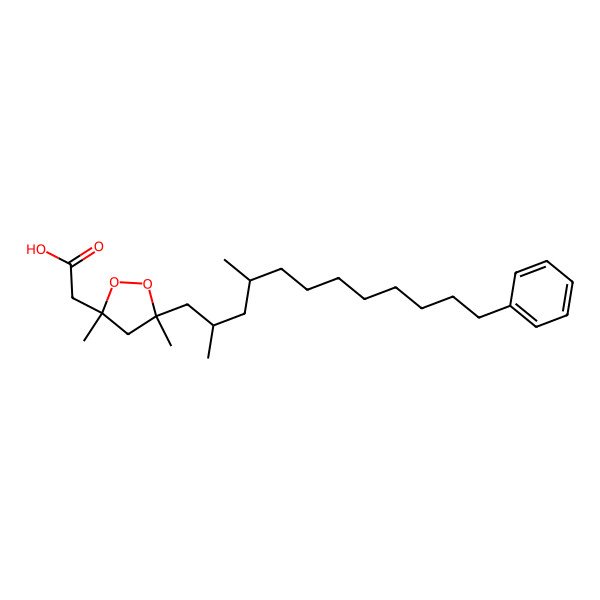 2D Structure of 2-[(3R,5R)-5-[(2S,4R)-2,4-dimethyl-12-phenyldodecyl]-3,5-dimethyldioxolan-3-yl]acetic acid