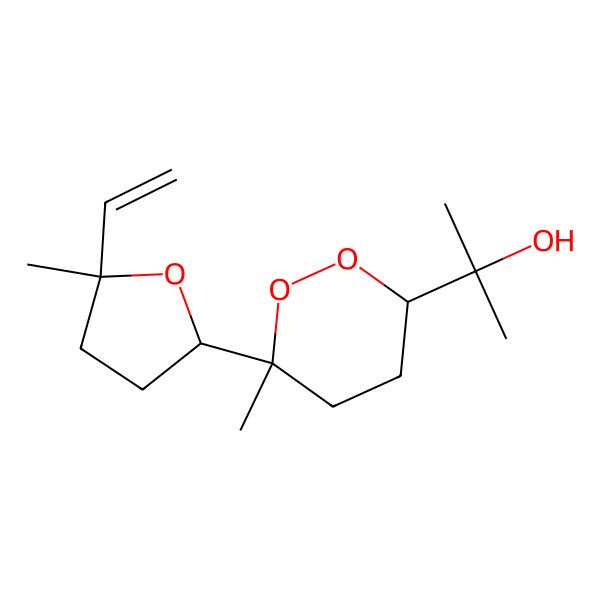 2D Structure of 2-[(3R,6R)-6-[(2S,5S)-5-ethenyl-5-methyloxolan-2-yl]-6-methyldioxan-3-yl]propan-2-ol