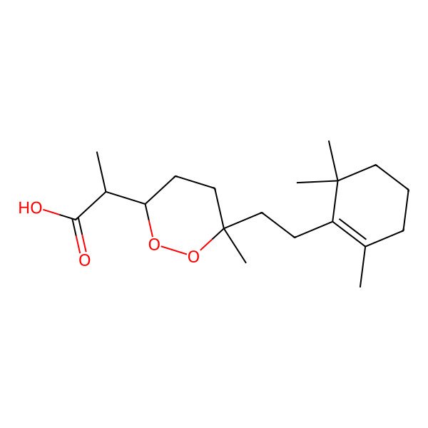 2D Structure of 2-[(3R,6R)-6-methyl-6-[2-(2,6,6-trimethylcyclohexen-1-yl)ethyl]dioxan-3-yl]propanoic acid