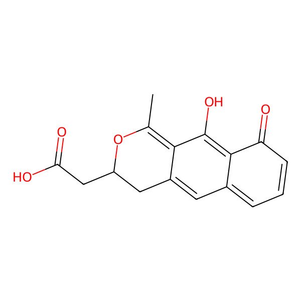 2D Structure of 2-[(3S)-10-hydroxy-1-methyl-9-oxo-3,4-dihydrobenzo[g]isochromen-3-yl]acetic acid