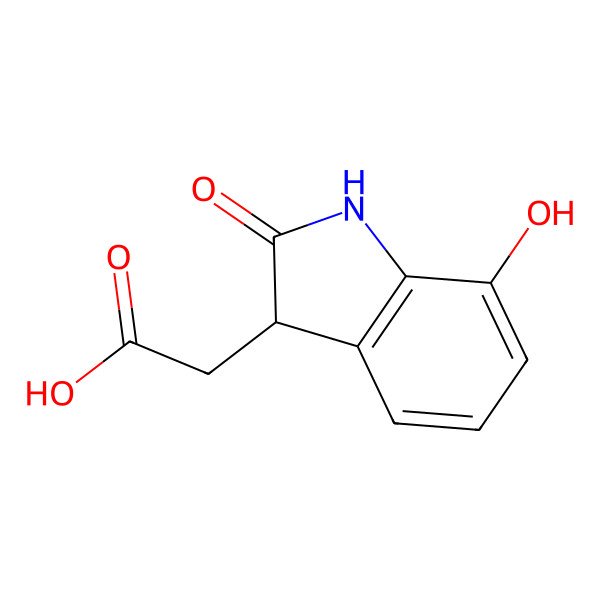 2D Structure of 2-[(3S)-7-hydroxy-2-oxo-1,3-dihydroindol-3-yl]acetic acid