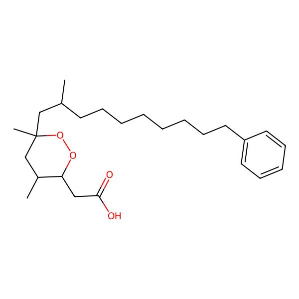 2D Structure of 2-[(3S,4S,6R)-4,6-dimethyl-6-[(2R)-2-methyl-10-phenyldecyl]dioxan-3-yl]acetic acid