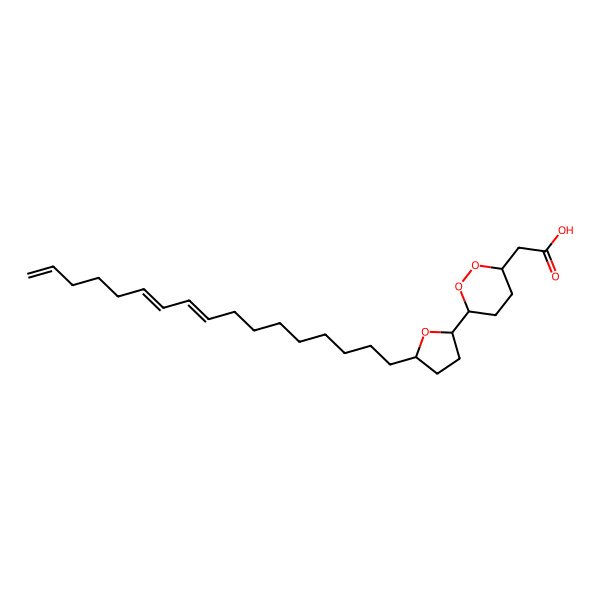2D Structure of 2-[(3S,6S)-6-[(2R,5S)-5-[(9Z,11E)-heptadeca-9,11,16-trienyl]oxolan-2-yl]dioxan-3-yl]acetic acid