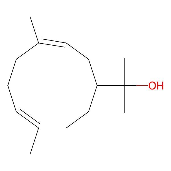 2D Structure of 2-[(3Z,7Z)-4,8-dimethylcyclodeca-3,7-dien-1-yl]propan-2-ol