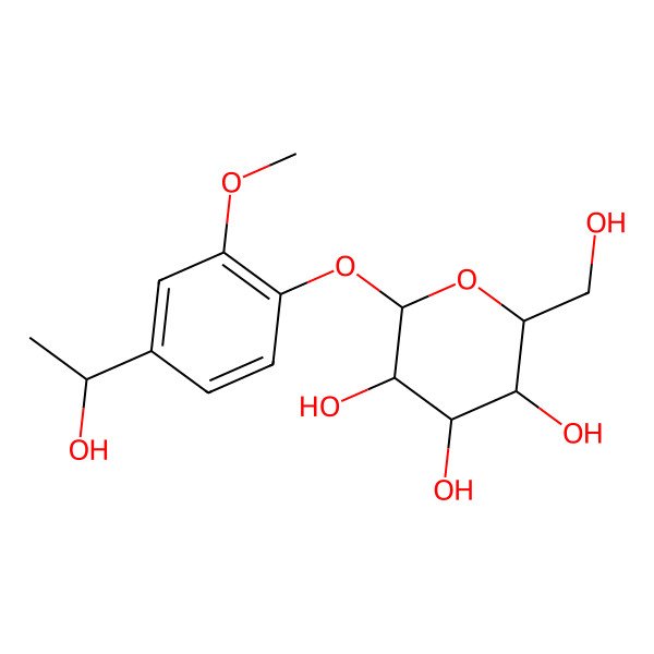2D Structure of 2-[4-(1-Hydroxyethyl)-2-methoxyphenoxy]-6-(hydroxymethyl)oxane-3,4,5-triol