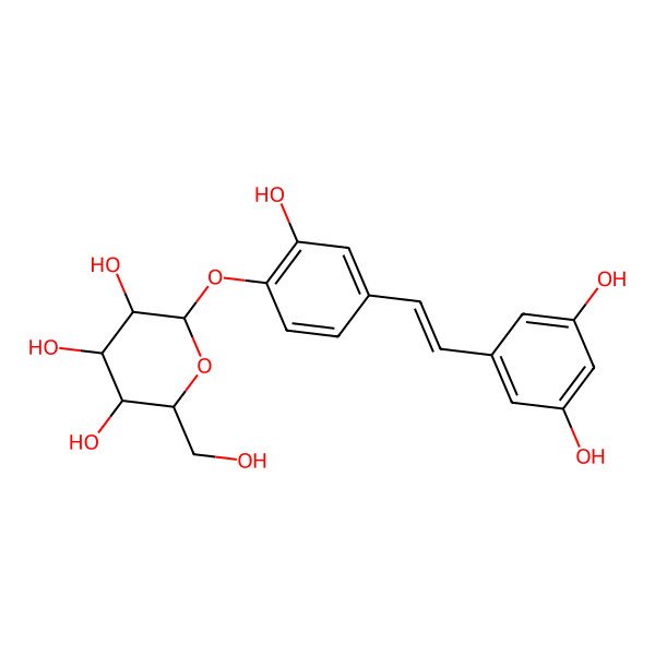 2D Structure of 2-[4-[2-(3,5-Dihydroxyphenyl)ethenyl]-2-hydroxyphenoxy]-6-(hydroxymethyl)oxane-3,4,5-triol