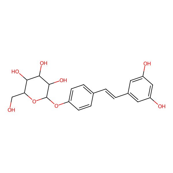 2D Structure of 2-[4-[2-(3,5-Dihydroxyphenyl)ethenyl]phenoxy]-6-(hydroxymethyl)oxane-3,4,5-triol
