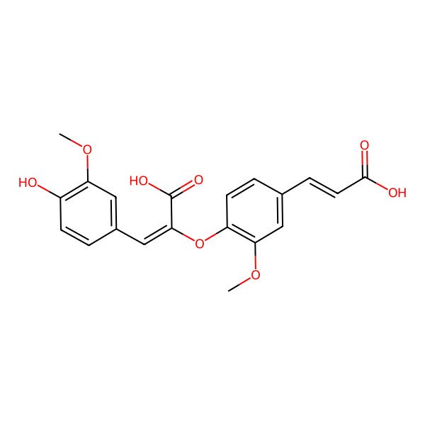 2D Structure of 2-[4-(2-Carboxyethenyl)-2-methoxyphenoxy]-3-(4-hydroxy-3-methoxyphenyl)prop-2-enoic acid
