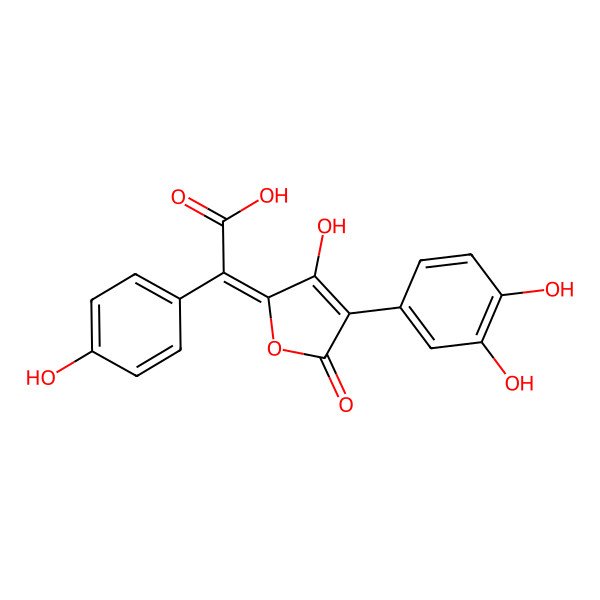 2D Structure of 2-[4-(3,4-Dihydroxyphenyl)-3-hydroxy-5-oxofuran-2-ylidene]-2-(4-hydroxyphenyl)acetic acid