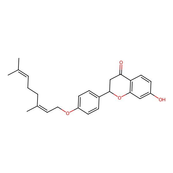 2D Structure of 2-[4-(3,7-Dimethylocta-2,6-dienoxy)phenyl]-7-hydroxy-2,3-dihydrochromen-4-one