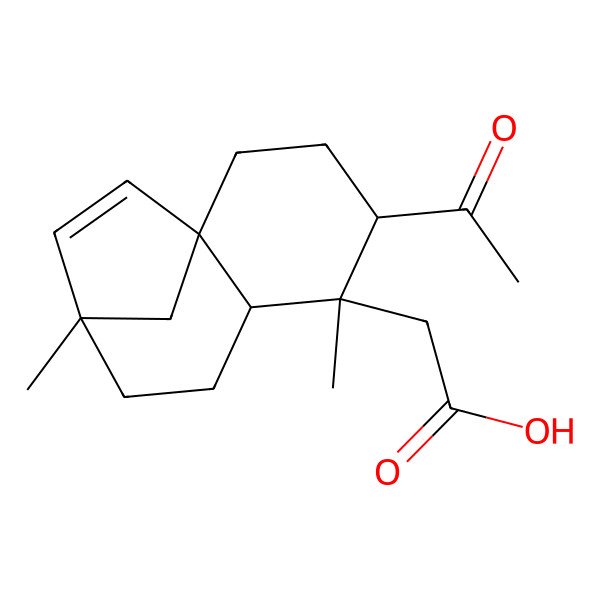 2D Structure of 2-(4-Acetyl-5,9-dimethyl-5-tricyclo[7.2.1.01,6]dodec-10-enyl)acetic acid