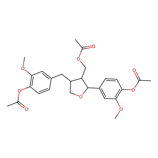 2D Structure of [2-(4-Acetyloxy-3-methoxyphenyl)-4-[(4-acetyloxy-3-methoxyphenyl)methyl]oxolan-3-yl]methyl acetate