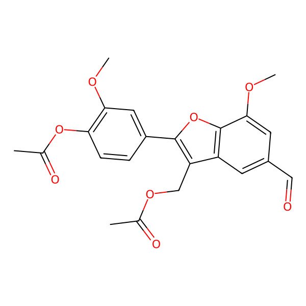 2D Structure of [2-(4-Acetyloxy-3-methoxyphenyl)-5-formyl-7-methoxy-1-benzofuran-3-yl]methyl acetate