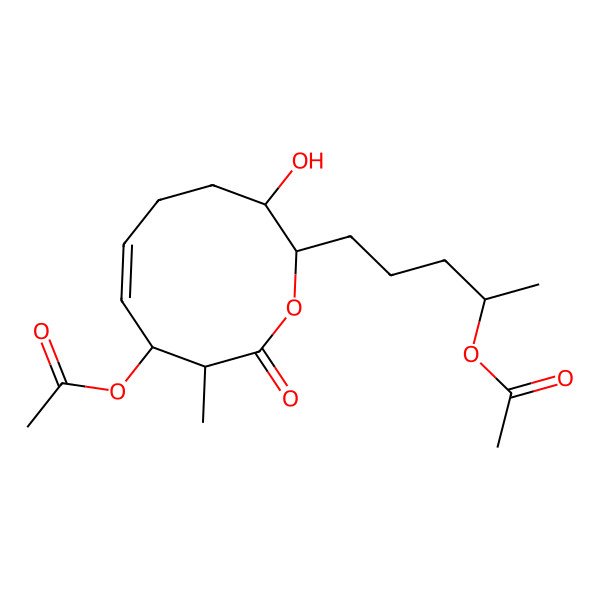 2D Structure of [2-(4-Acetyloxypentyl)-3-hydroxy-9-methyl-10-oxo-2,3,4,5,8,9-hexahydrooxecin-8-yl] acetate