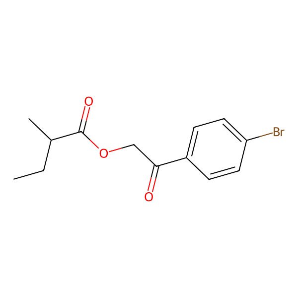 2D Structure of 2-(4-Bromophenyl)-2-oxoethyl 2-methylbutanoate 2D Structure of 2-(4-Bromophenyl)-2-oxoethyl 2-methylbutanoate