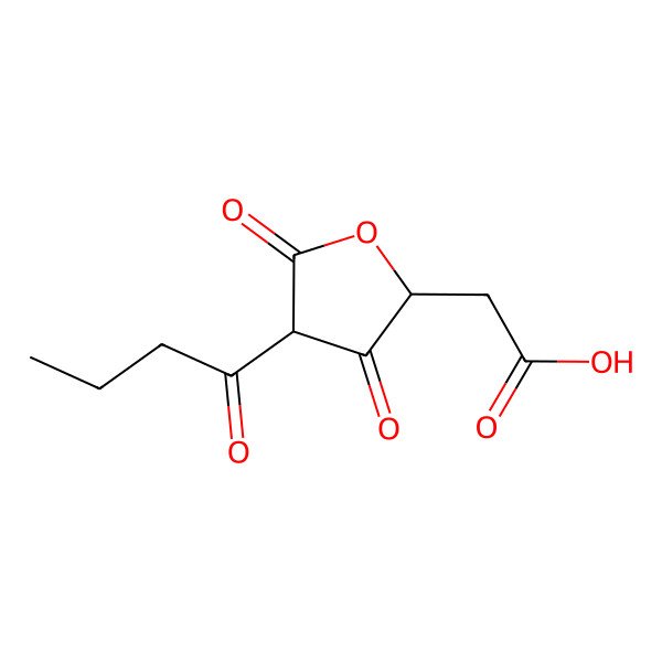 2D Structure of 2-(4-Butanoyl-3,5-dioxooxolan-2-yl)acetic acid