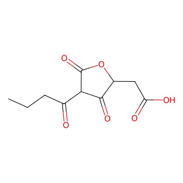 2D Structure of 2-(4-Butanoyl-3,5-dioxooxolan-2-yl)acetic acid 2D Structure of 2-(4-Butanoyl-3,5-dioxooxolan-2-yl)acetic acid