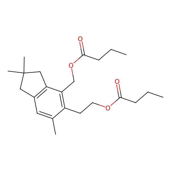 2D Structure of 2-[4-(Butanoyloxymethyl)-2,2,6-trimethyl-1,3-dihydroinden-5-yl]ethyl butanoate
