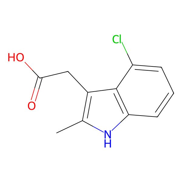 2D Structure of 2-(4-chloro-2-methyl-1H-indol-3-yl)acetic acid