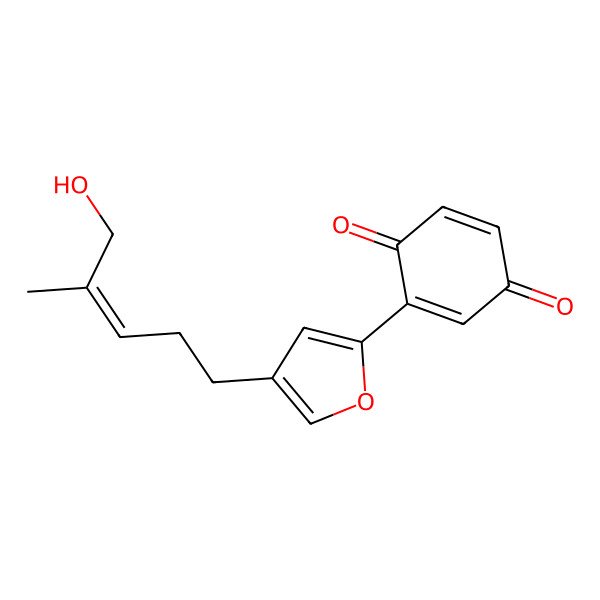 2D Structure of 2-[4-[(E)-5-hydroxy-4-methylpent-3-enyl]furan-2-yl]cyclohexa-2,5-diene-1,4-dione