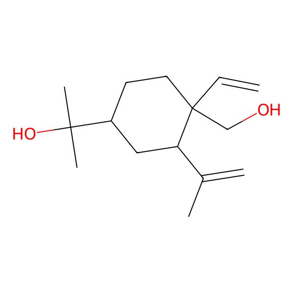 2D Structure of 2-[4-Ethenyl-4-(hydroxymethyl)-3-prop-1-en-2-ylcyclohexyl]propan-2-ol