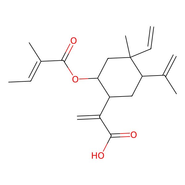 2D Structure of 2-[4-Ethenyl-4-methyl-2-(2-methylbut-2-enoyloxy)-5-prop-1-en-2-ylcyclohexyl]prop-2-enoic acid